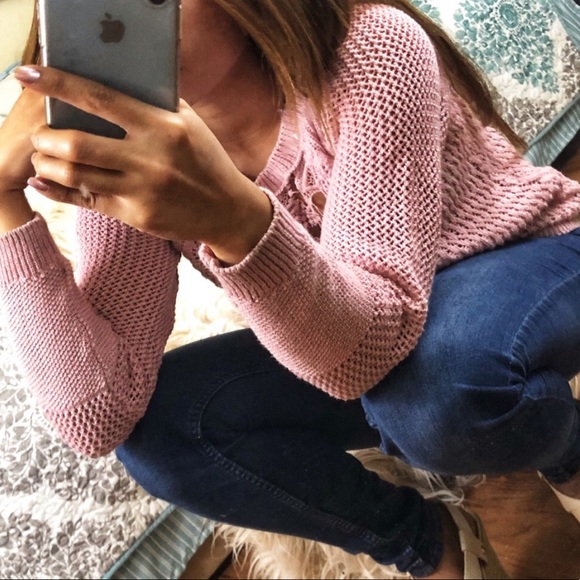 Sweaters - Blush Crochet Floral Sweater